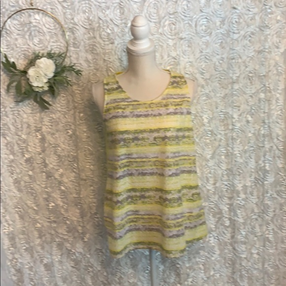 DEPT 222 Sleeveless Top,‎ Yellow/Gray Split Back Sm